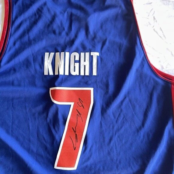 DETROIT PISTONS Adidas BRANDON KNIGHT #7 Blue Jersey NBA Men’s Sz 2XL SIGNED NWT - Picture 15 of 15